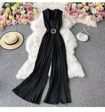 Retro Waist Thin Temperament Professional Women's Suit Collar Trousers Fashion Trousers Wide Leg