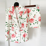 New Star Fashion Rose Print Double Buckle Suit Half Skirt Suit