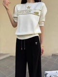 2025 New Five-Horned Star Letters T-Frek Short-Sleeved Women's Sweater Sweater Slimming