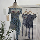 Y2k Single-Layer Mesh Yarn Printed Short-Sleeved T-Shirt Design With A Word Strap To The Shoulder