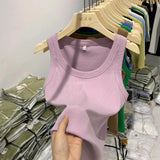 Girls Tight Anti-Smooth Threaded Vest Women's Spring And Summer Suit Slim Top Ins