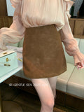 Xixi 13 Line 2025 Autumn White Standard Commuter Thin High-Waist Temperament PU Short Leather Skirt Women