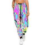 Female Nightclub Cool Luminous Pants Multi-Pocket Leg Pants-Outfit