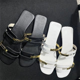 Women's Shoes Slippers 2025 Summer New Large-Size Color Flat Cool Slippers