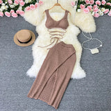 Zingj Holiday Fashion Suit Women's Vest With High Waist Slit Wrapped Hip Skirt