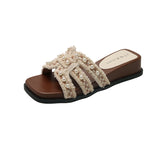 Fragrant Wind Thick Bottom Slippers Women 2025 Summer New Square Head Holiday Slippers Women Wearing Skirts And