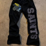 Popular SAINTS Series Printed Young Casual Broad Leg Trousers