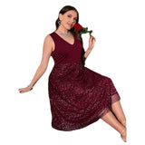 Summer Women's Clothing Large-Size Dress V-Neck Temperament Body-In-Tonic High-End Dress
