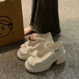 Jane Small Leather Shoes Women's Thick Soles Increase In The Spring Of 2025 New Sweet Bows Shallow Single Shoe