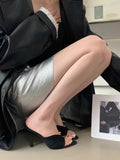 Summer Fashion Toe Women's Shoes Sexy Pointed Sandals Temperament Metal Buckle Thin Women's High