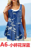 Women's 2025 Summer New Fashion Imitation Denim Vest Casual Print Sleeveless