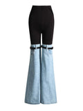 Zingj Jeans 2024 Summer New High Waist Color Splicing Show Thin Pants Personality Versatile Wide Leg Pants