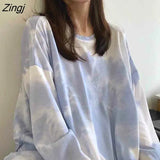 Sleeve T-shirts Women Harajuku Tie-dye Design Chic Fall Sun-proof Ladies Top Tees All-match Korean Trendy Teens