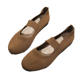 Color Flying Weaving Flat Bottom Shallow Single Shoes Women Breathable Elderly Dancing Mother Shoes Work