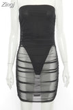 Sexy Ruched Mesh Sheer Night Party Dress for Women 2023 Birthday Club Outfits Off Shoulder Backless Bodycon Mini