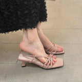 Head Cool Slippers Women's Shoes 2025 New External Wearing Toe Sandals Fine Heel