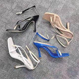 Heel Toe With Sandals Plus Size 43 Trend Square High Heels Laded Sandals Women's
