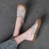 Half Slippers Women's Summer New National Style Wear Retro Soft Sole Shoes Flat Sandals Hollow Women's