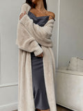 Of Stingy White Knitted Shirts Up Jacket Women Autumn And Winter Loose Fluffy Long Open