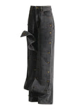 Zingj 2024 New Street Trend Removable Dark Buckle Design Sense Irregular Jeans High Waist Show Slim
