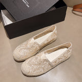 Shoes Female Lace Mesh One Foot Pedaled Leper Shoes 2025 Summer New Hollow Airable Soft Sole Casual Single