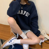 Zingj 2024 New Embroidered Letter Thin Hoodie Female Loose Round Collar Fashion Student Long Sleeve Jacket Coat