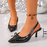 The Autumn Of 2025, The New Pointed Tip Fine Heel Behind The Head Of The Empty Bow Bow-Shaped Buckle Wears Simple Temperament Single