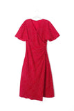 Women's V-Neck Red-Red Floral Short-Sleeved Dress