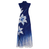 Purple Rhyme Abstract Print Dress New Chinese Style Improved Cheongsam Dress Sleeveless Body New Long Dress