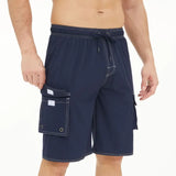 Pants Solid Color Multi-Pocket Fake Two Double-Layer Overalls Five-Point Fitness Running Leisure Sports