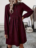 Autumn And Winter New Trend Pure Color Collar Single Row Buckle Long-Sleeved Women's Fashion Long