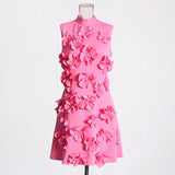 Design Sense A Skirt 2025 New Fashion Straight Sleeveless Three-Dimensional Flowers Spliced With
