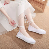 Zingj Shoes Round Head Woven Brocade Ming Made Ancient Style Ancient Costume Flat Shoes Summer Women's Single