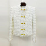 Autumn And Winter New Star Fashion Trough Side Of The Rough Flowers To Stand Up To Repair Jacket