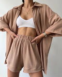 New Personalized Open Fork Mid-Sleeve Shirt Shorts