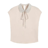 Female 2025 Summer New Short-Sleeved Fashion Doll Collar High-End Temperament Mulberry Silk Jacket