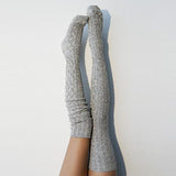 Zingj Style Autumn And Winter Fashion Twist Pure Color Stockings Knitting Over The Knee Pile Pile Socks For