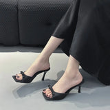 New Gentle Bow Bow Side Toe Cool Slippers Women's Summer Wearing A Hundred Words With Fairy