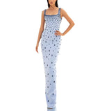 Star Fashion Heavy Industry Nails Studded Elastic Vest Long Dress Dress