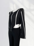 Zingj Sense Pull Full Black And White Color Sweater Female Early Spring New Color Irregular Short Horn Sleeve