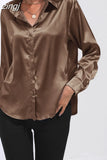 Women's Shirt Loose Shirts and Blouses Silk Button Up Shirt Oversized Blouse Women Fashion OL Women Clothing Womens