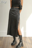 Chinese Style Fashion Jacquard Summer Skirt Black Vintage High Waist Long Skirt Chic Side Split Sexy Women Skirts