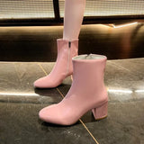 Temperament Fashion Short-Skin Women 2025 Autumn And Winter New Korean Version Of High And Thin Boots Large Size Side Zipper Coarse And Female