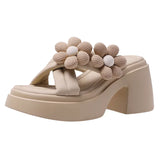 Wind Flower Thick Bottom Slippers Female Wear Female 2025 Summer New Fashion Beach Open Toe Slippers