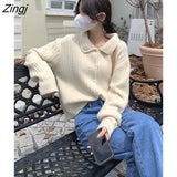 Vintage Sweater Jacket Women 2022 Winter Casual Single-breasted Knit Cardigan Coat Female Korean Fashion Warm Loose