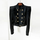 Early Autumn New Star Fashion Personality Shrugged Two-Cloity Buckle Short Locomotive Leather