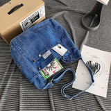 Aesthetic Denim Large Canvas Crossbody BagOutfit