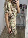 Women's Fashion Tight Print Kinesy Mid-Rise Sexy V-Neck Spring
