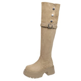 High-Tall Knight Boots Women Autumn And Winter New With Velvet High And Over-Knee Boots Two-Ded-Long-Headed Boots