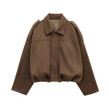 Women's Explosive Fashion Velvet Texture Effect Bomber Jacket
